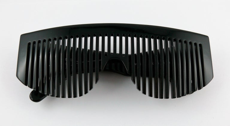 Chanel Vintage 1993 Black Comb Logo Sunglasses For Sale 7