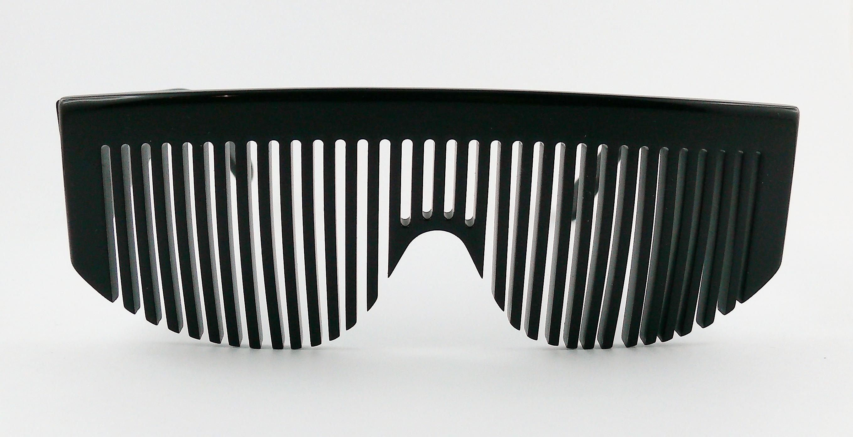 Chanel Vintage 1993 Black Comb Logo Sunglasses 2