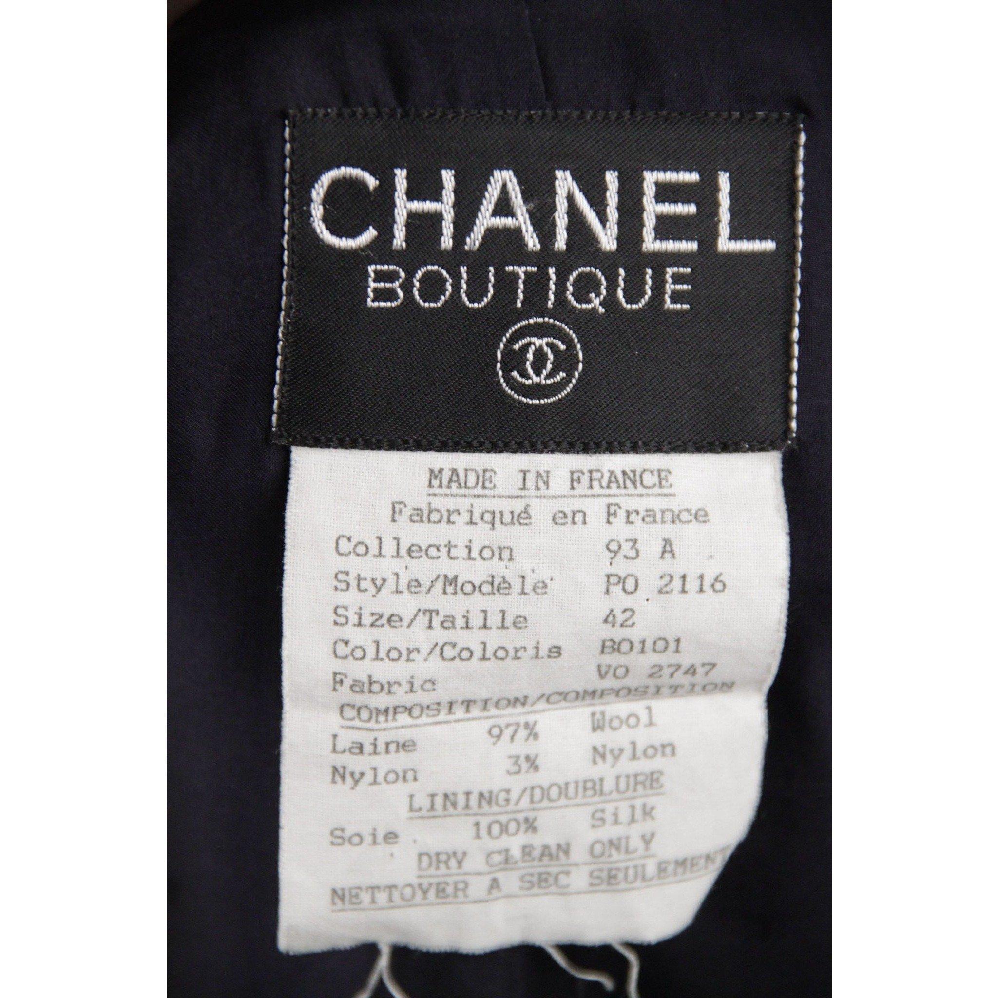 Chanel Vintage 1993 Blue and Black Wool Blend Skirt Suit Size 42 2