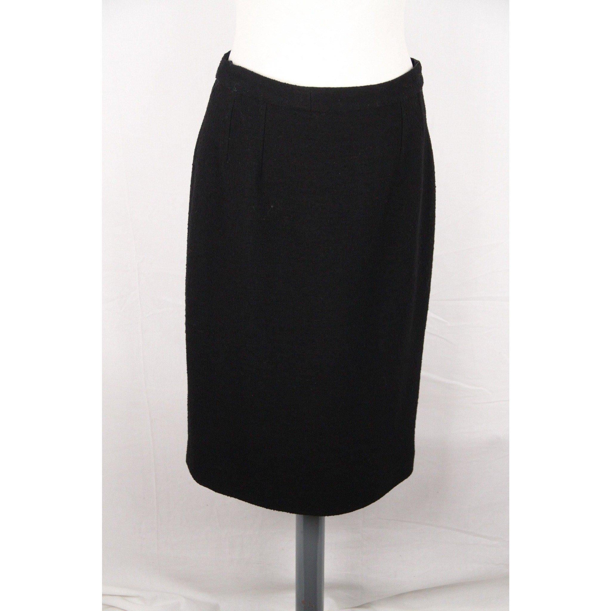 Chanel Vintage 1993 Blue and Black Wool Blend Skirt Suit Size 42 3