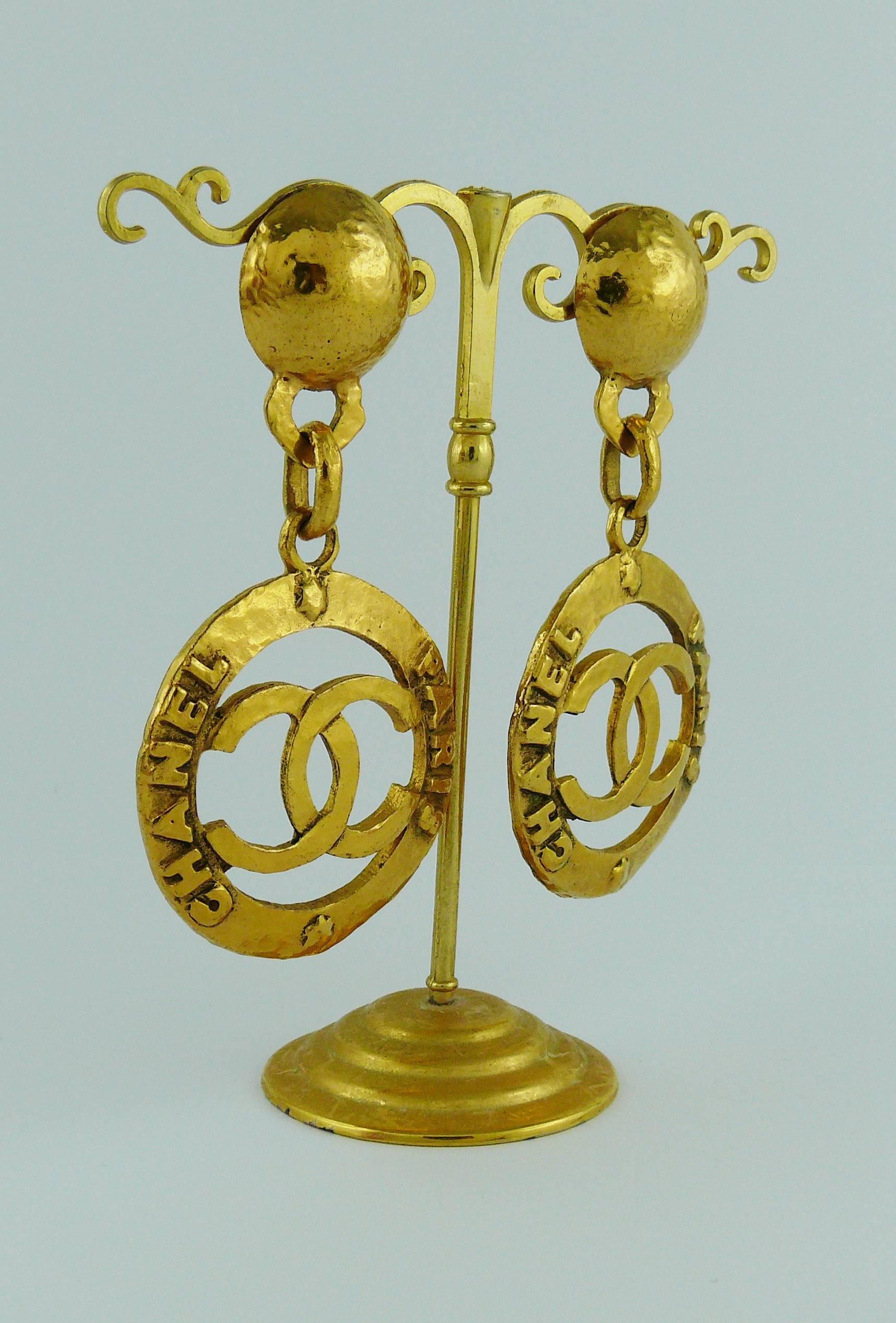 Women's Chanel Vintage Gold Toned CC Dangling Earrings, 1993 