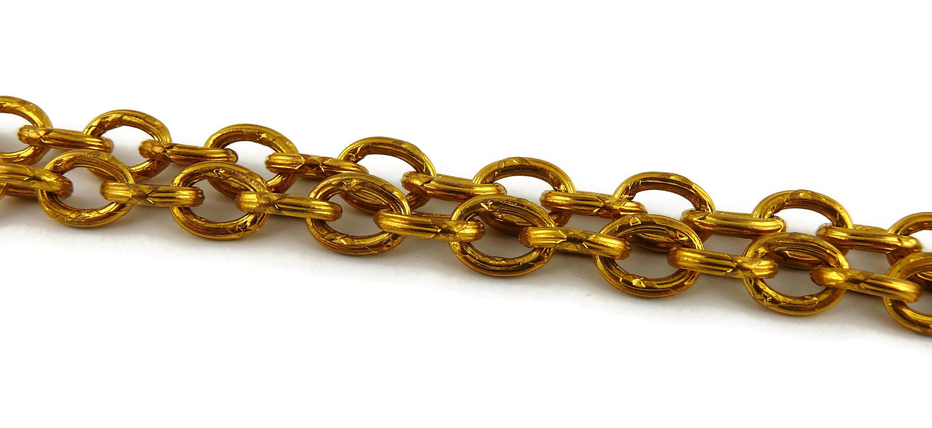 Chanel Vintage 1993 Gold Toned CC Pendant Sautoir Necklace 2