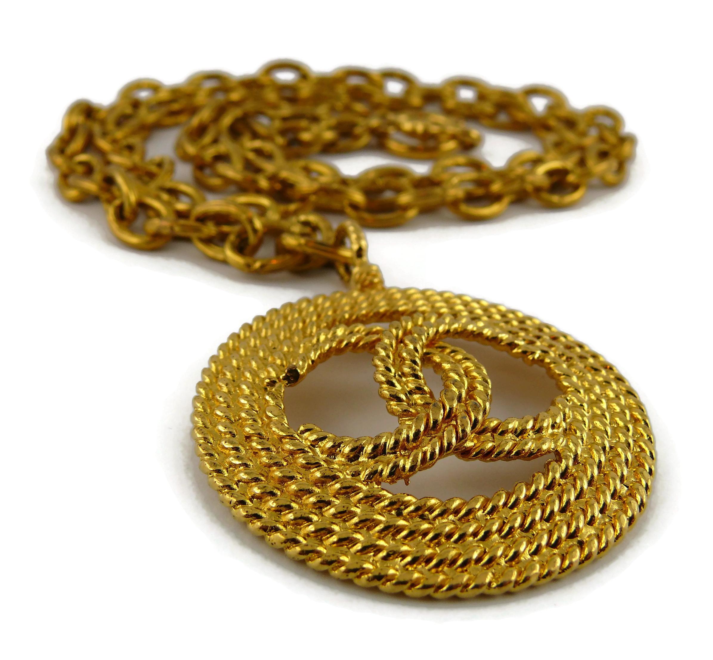 Chanel Vintage 1993 Gold Toned CC Pendant Sautoir Necklace 3