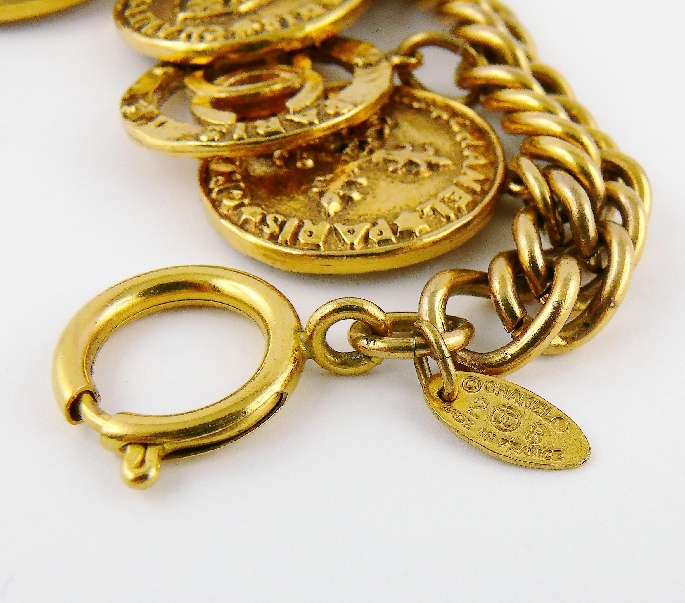 Chanel Vintage 1993 Gold Toned Coin Charm Bracelet 5