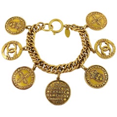 Chanel Vintage 1993 Gold Toned Coin Charm Bracelet