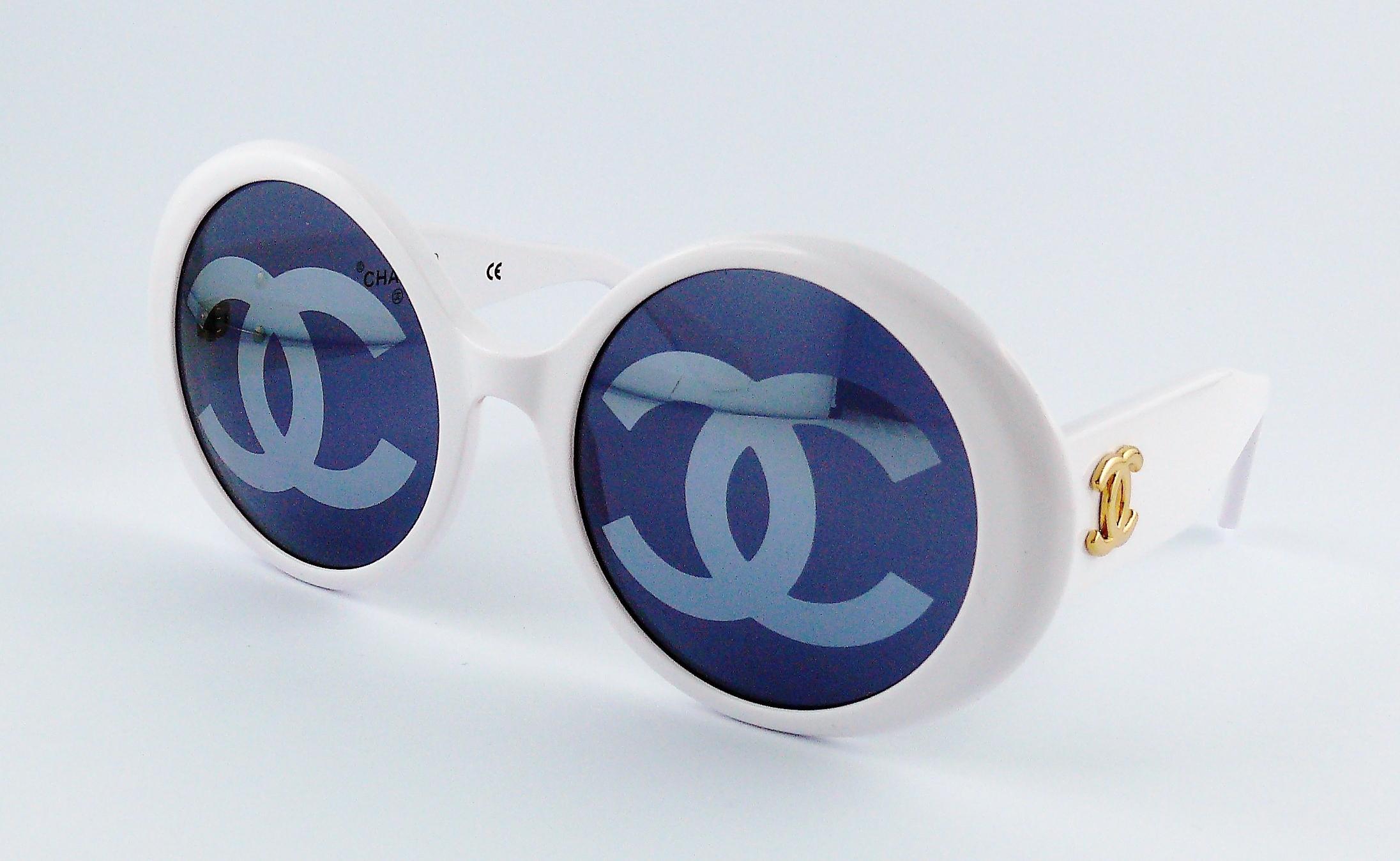 Women's Chanel Vintage 1993 Iconic CC Lenses White Sunglasses