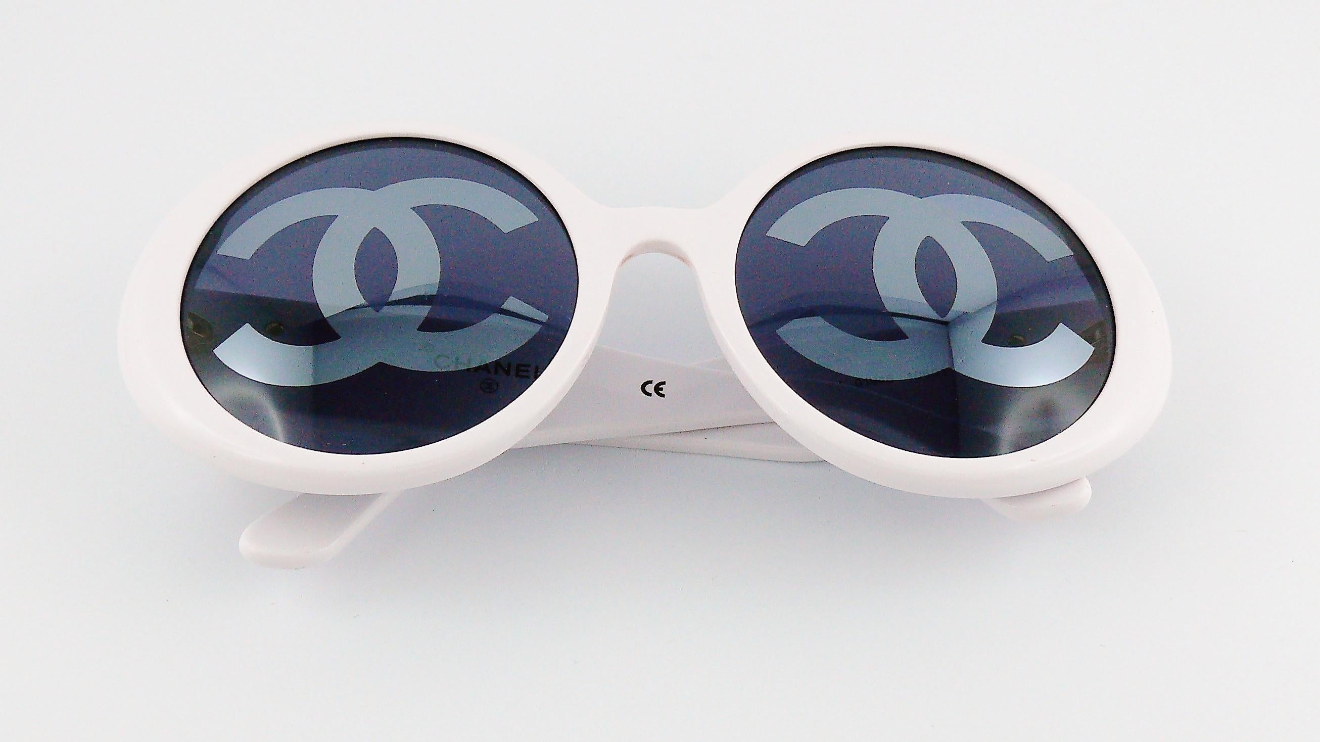 Chanel Vintage 1993 Iconic CC Lenses White Sunglasses 2