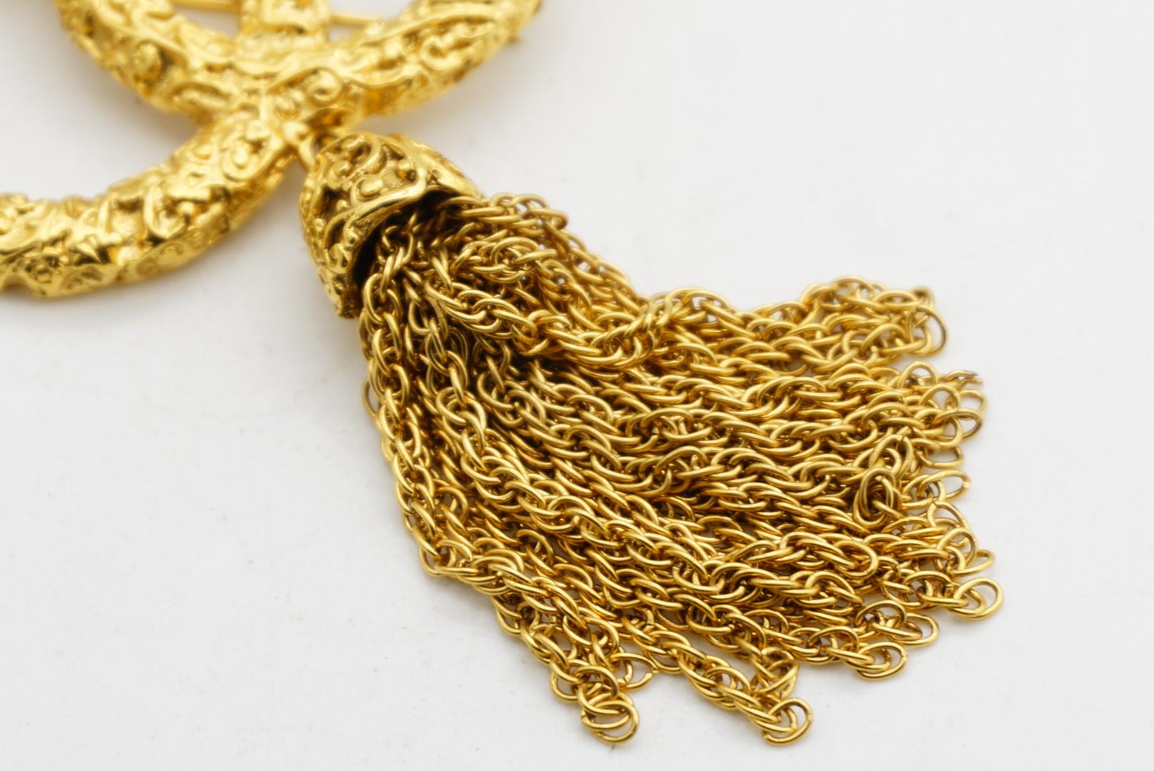 Chanel Vintage 1993 Iconic Gold Lava Logo Coco CC Tassel Fringe