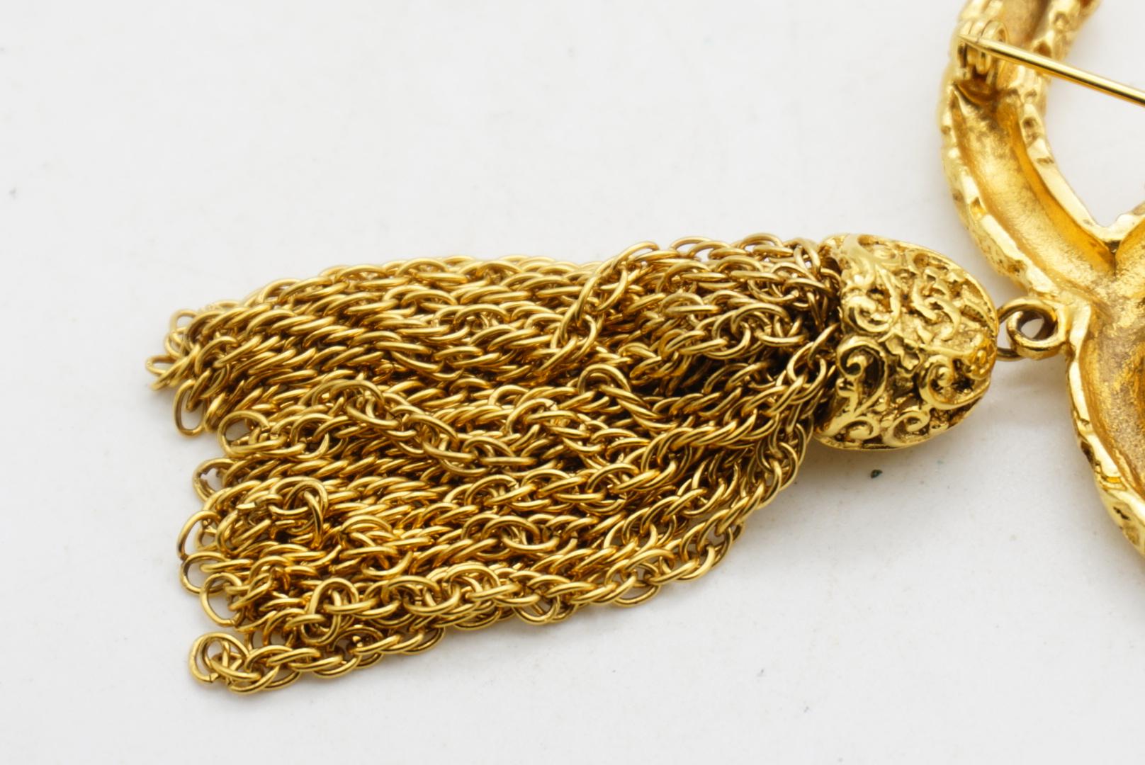 Chanel Vintage 1993 Iconic Gold Lava Logo Coco CC Tassel Fringe