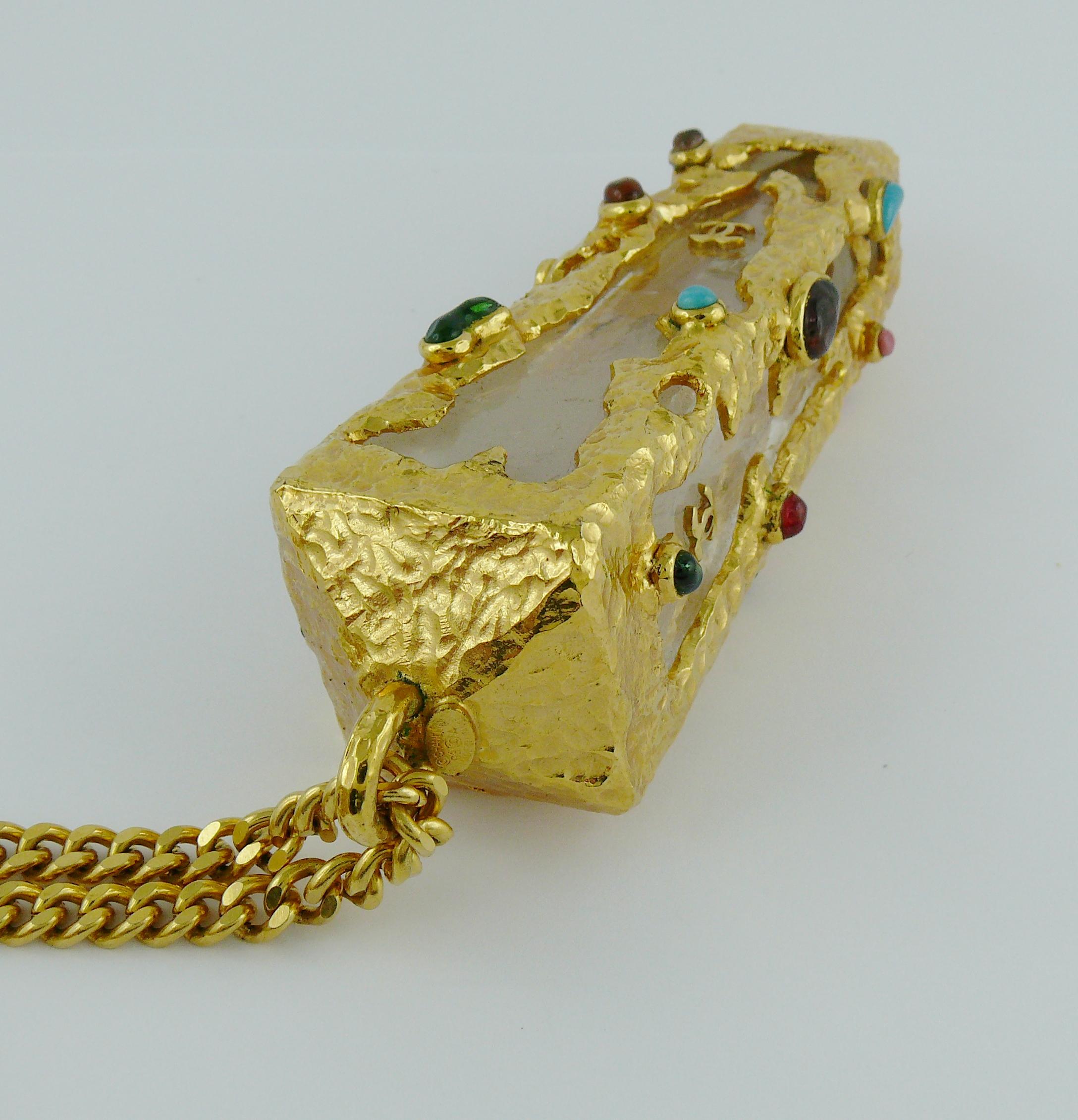 Chanel Vintage 1993 Important Rock Crystal Prism Pendant Necklace 6