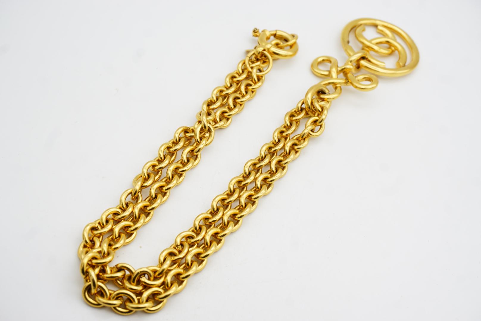 Chanel Vintage 1993 Large Logo CC Coco Knot Bow Circle Medallion