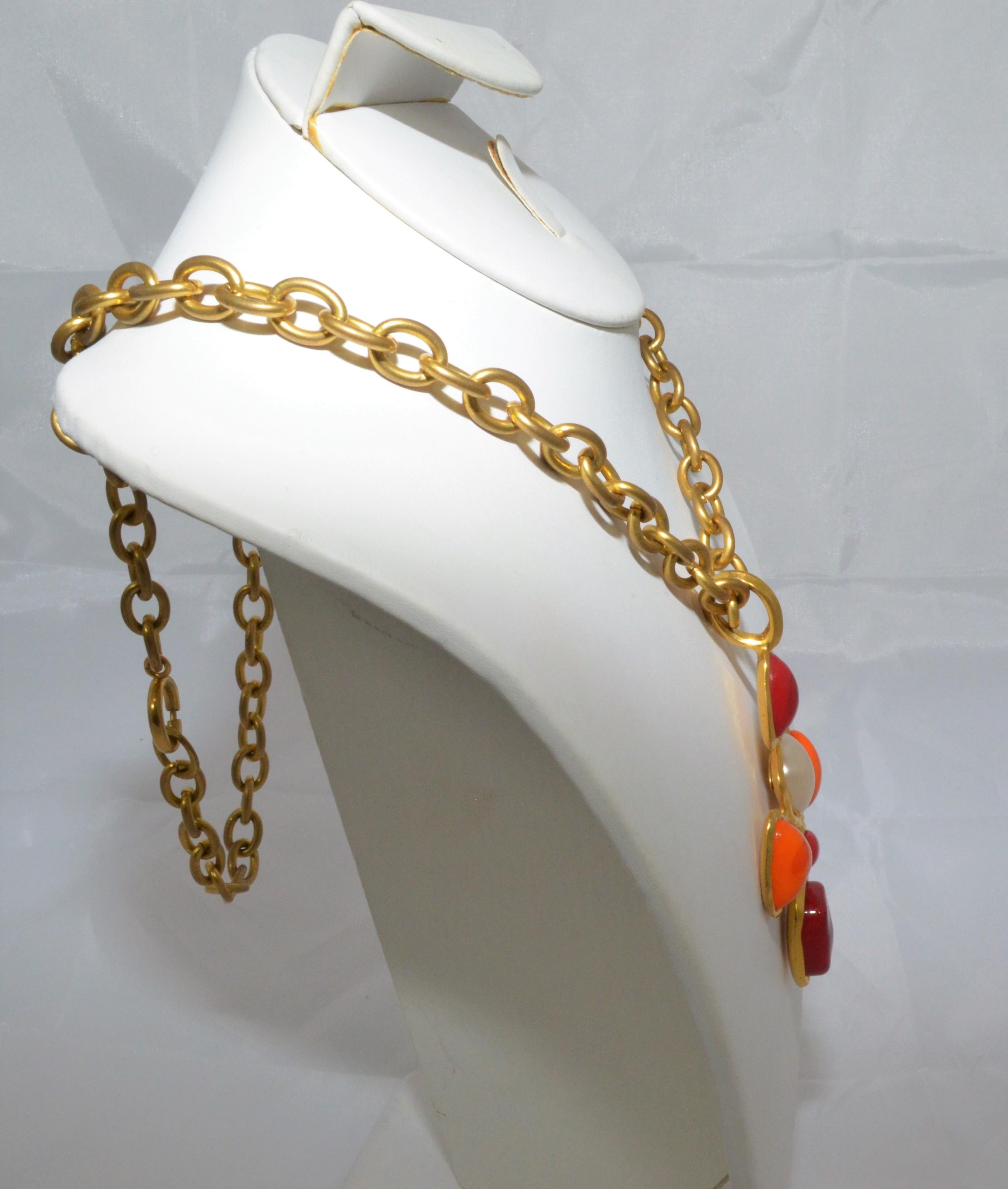 Women's or Men's Chanel Vintage 1993 P Chain Necklace with Gripoix Pendant