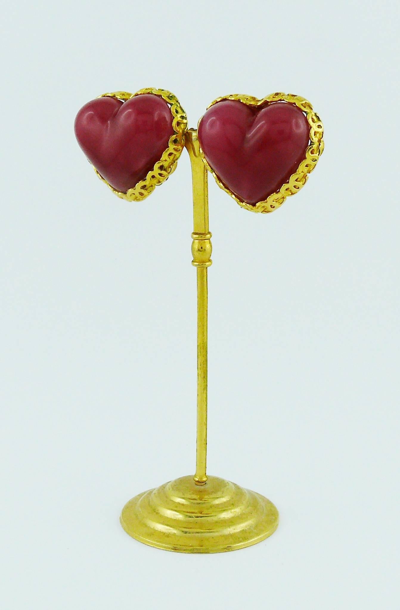 Women's Chanel Vintage Poured Glass Heart Earrings, 1993 