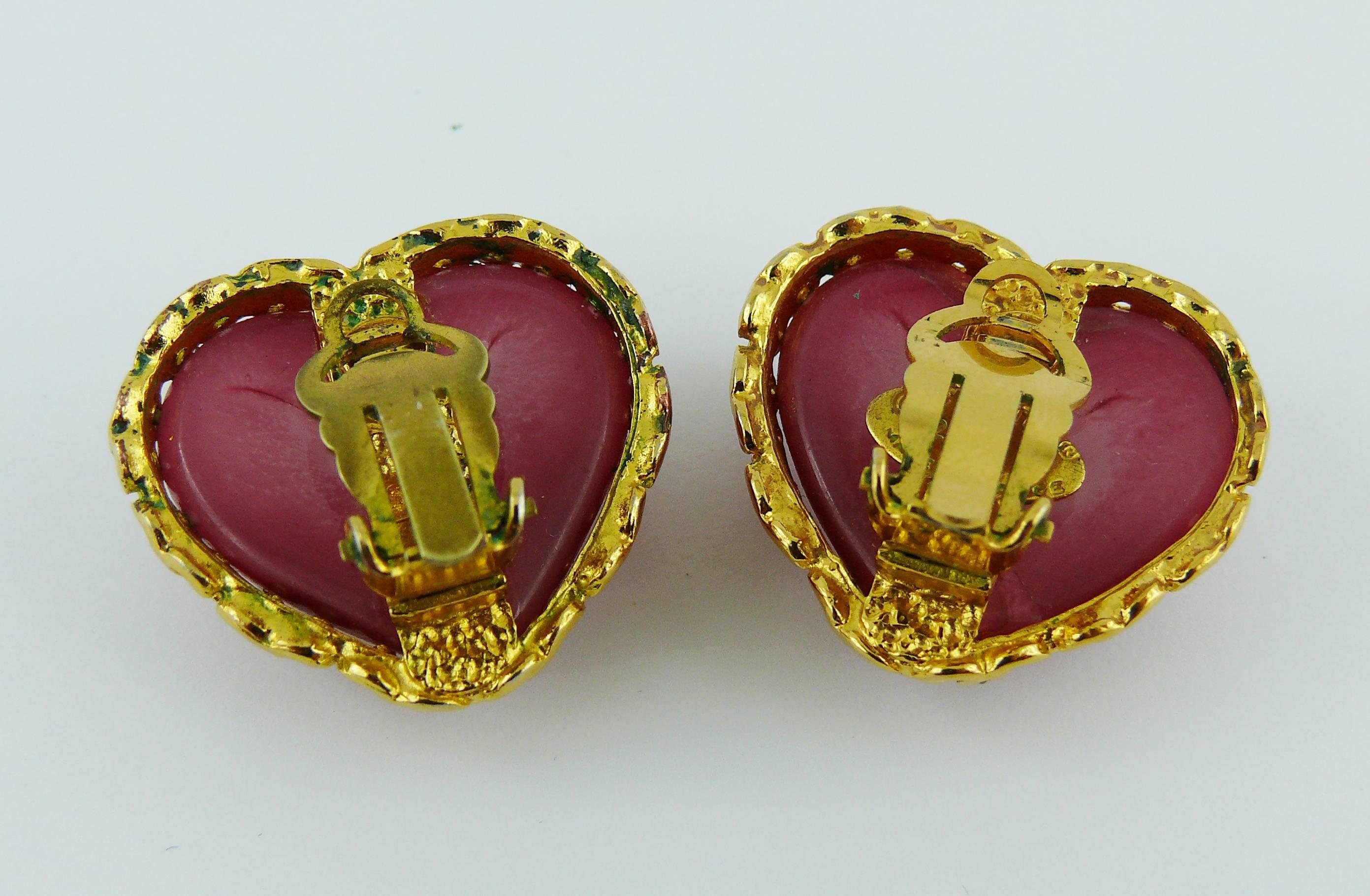 Chanel Vintage Poured Glass Heart Earrings, 1993  2