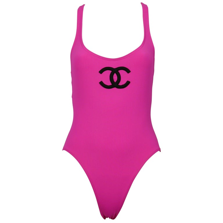 Chanel Vintage 1993 Swimsuit with CC logo a Flags Straps For Sale at ...