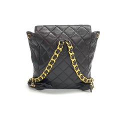 Chanel Vintage 1994-1996 Duma Backpack Black Lambskin Leather Gold Hardware