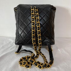 Chanel Vintage 1994-1996 Duma Backpack Black Lambskin Leather Gold Hardware