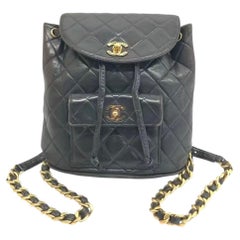 Chanel Vintage 1994-1996 Duma Backpack Black Lambskin Leather Gold Hardware