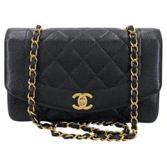 Chanel Vintage 1994 Black Caviar Small Diana Flap Bag 24k GHW 67643