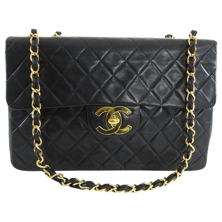 Chanel Vintage 1994 Classic Flap Black XL Maxi GHW Bag For Sale at 1stdibs