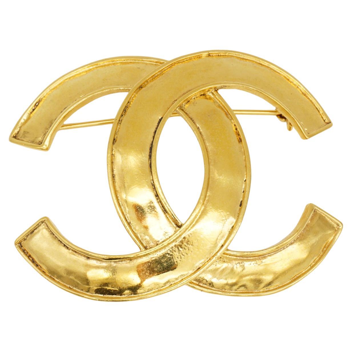 Chanel Vintage 1994 Huge Classic Iconic Coco CC Logo Timeless Glow Domed Brooch