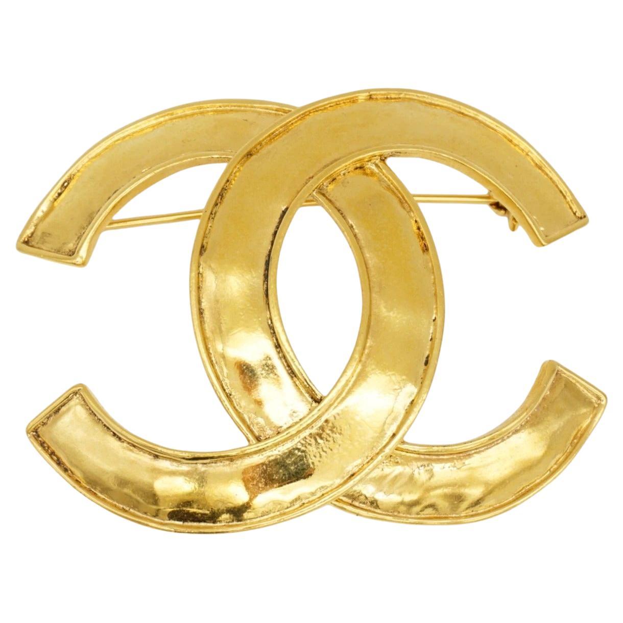 Chanel Vintage 1994 Huge Classic Iconic Coco CC Logo Timeless Glow Domed Brooch