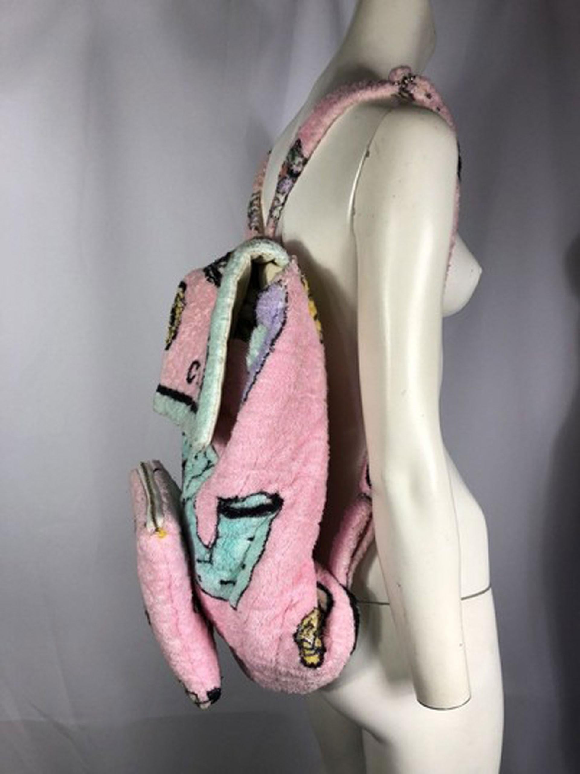 Chanel Vintage 1994 Rare Limited Edition Towel Jumbo Beach Pink Terry Cloth Back In Good Condition In Miami, FL