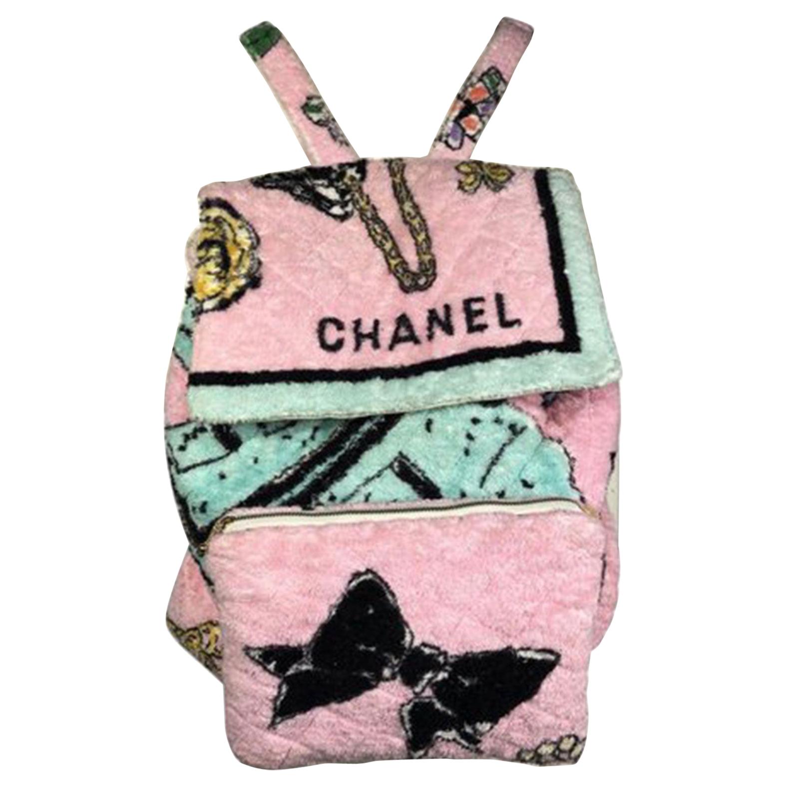 chanel terry cloth bag pink