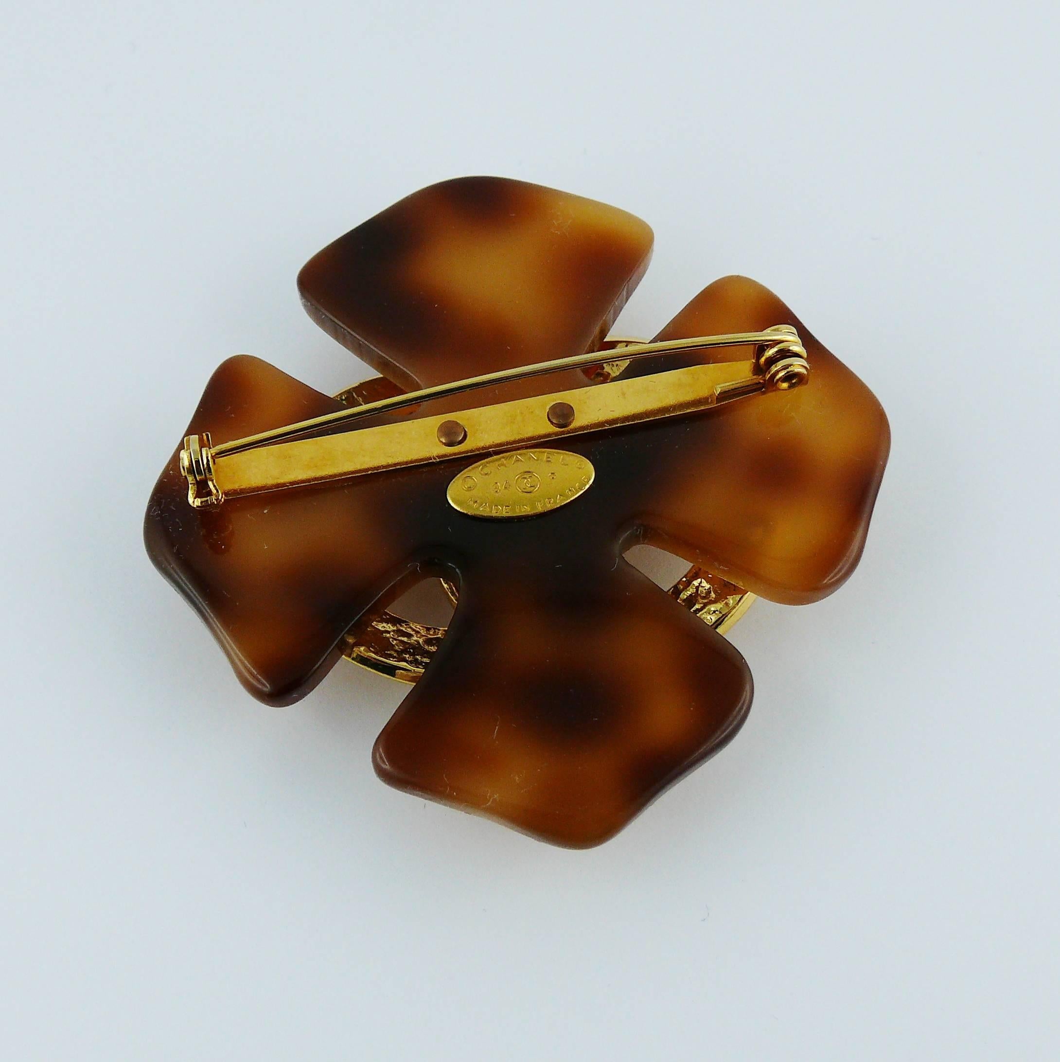 Women's Chanel Vintage Resin and Gold Toned CC Brooch, 1994 