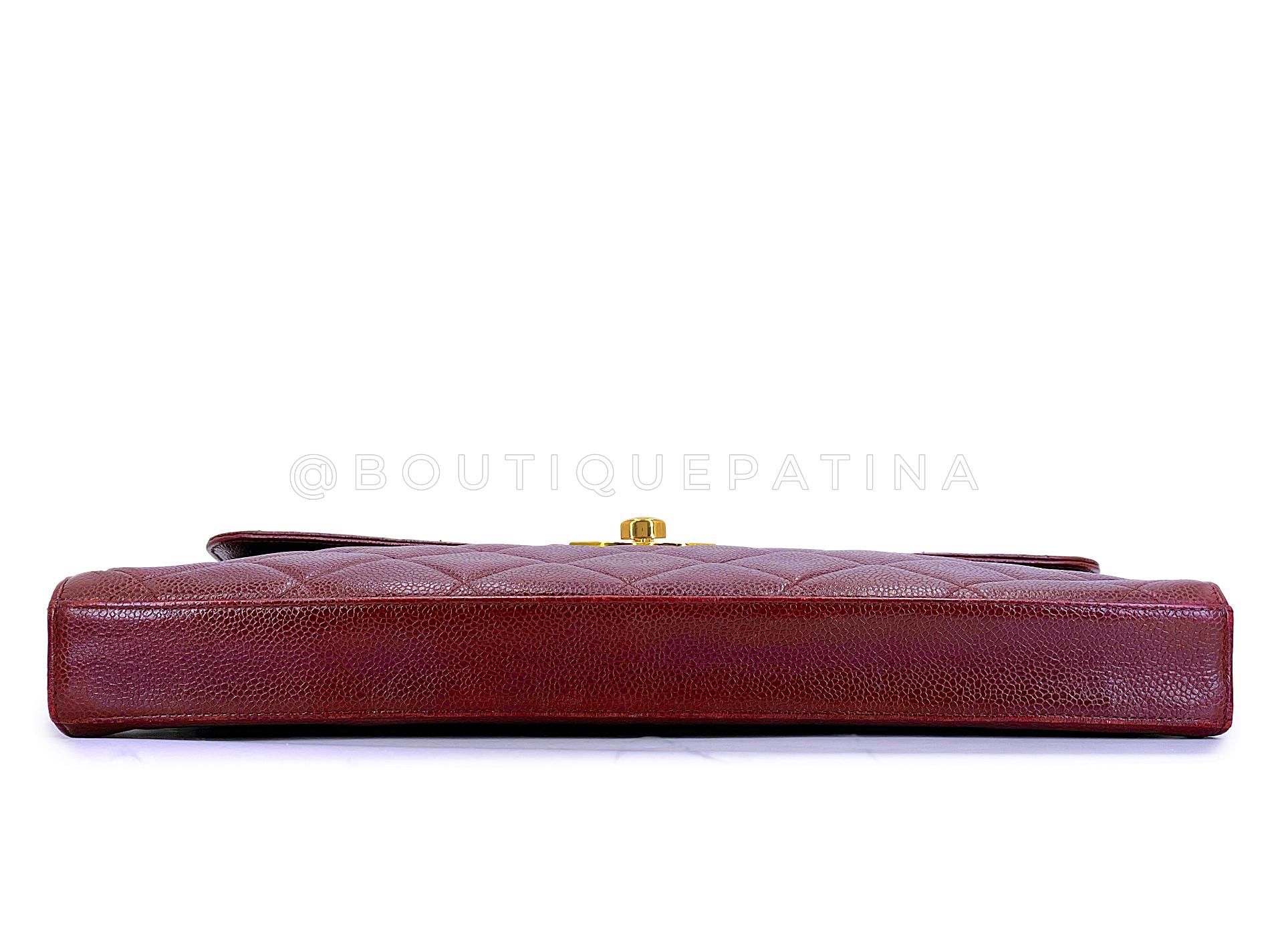 Chanel Vintage 1994 Wine Burgundy Caviar Briefcase Tote Bag 24k GHW 68743 en vente 1
