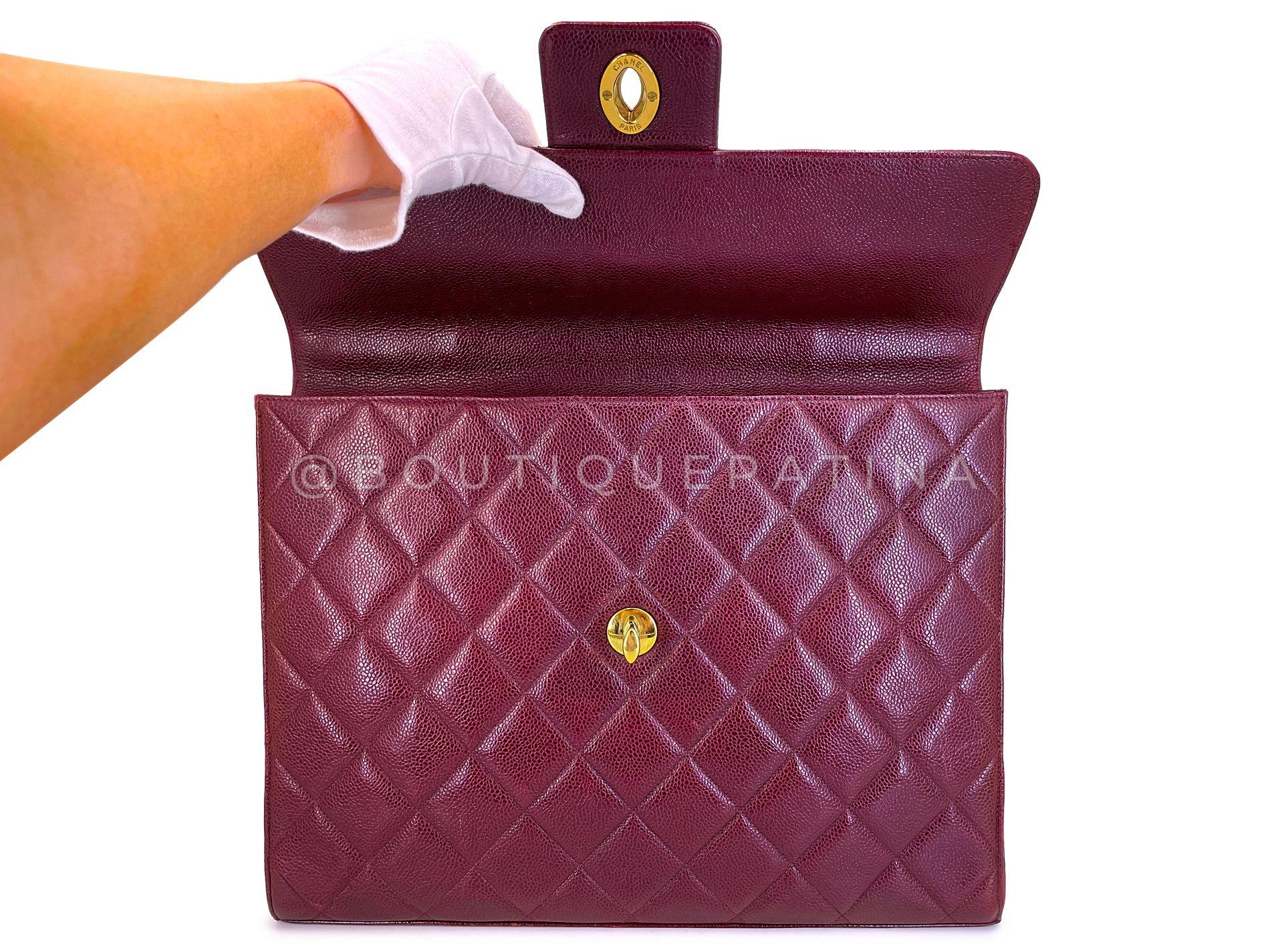 Chanel Vintage 1994 Wine Burgundy Caviar Briefcase Tote Bag 24k GHW 68743 en vente 4