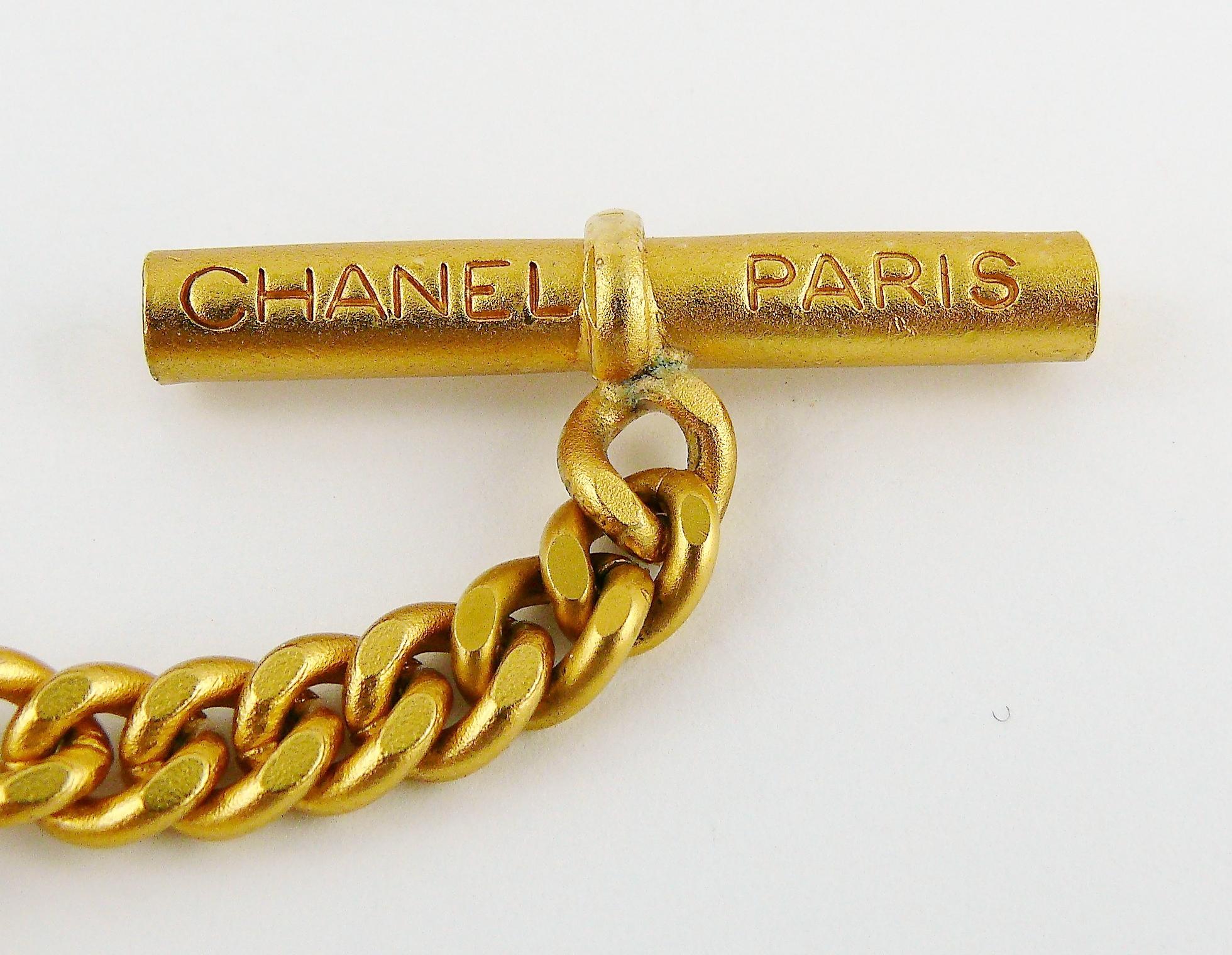 Chanel Vintage 1995 Chain and Leather Bracelet with Moon Star CC Logo Charms 1