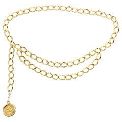 Chanel Vintage 1995 P Gold Chain Belt with Coin Drop
