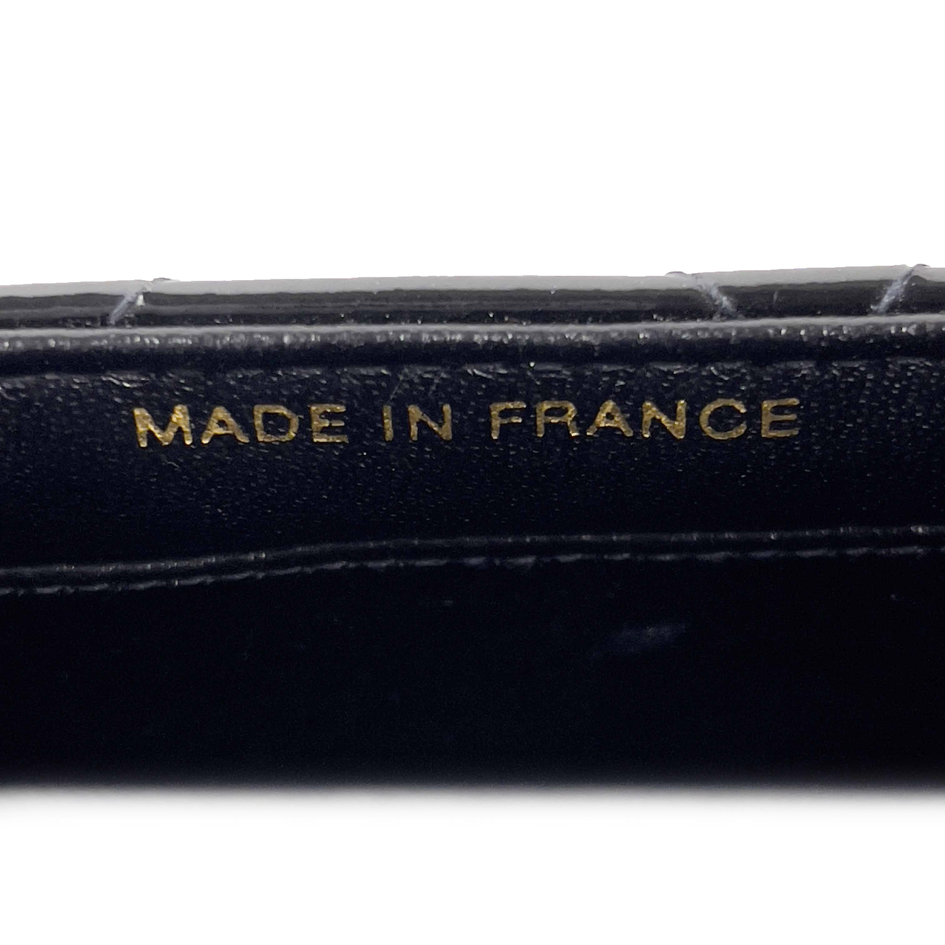 CHANEL Vintage 1996 Black Top Handle Kelly Medium Flap Bag Patent Leather For Sale 6