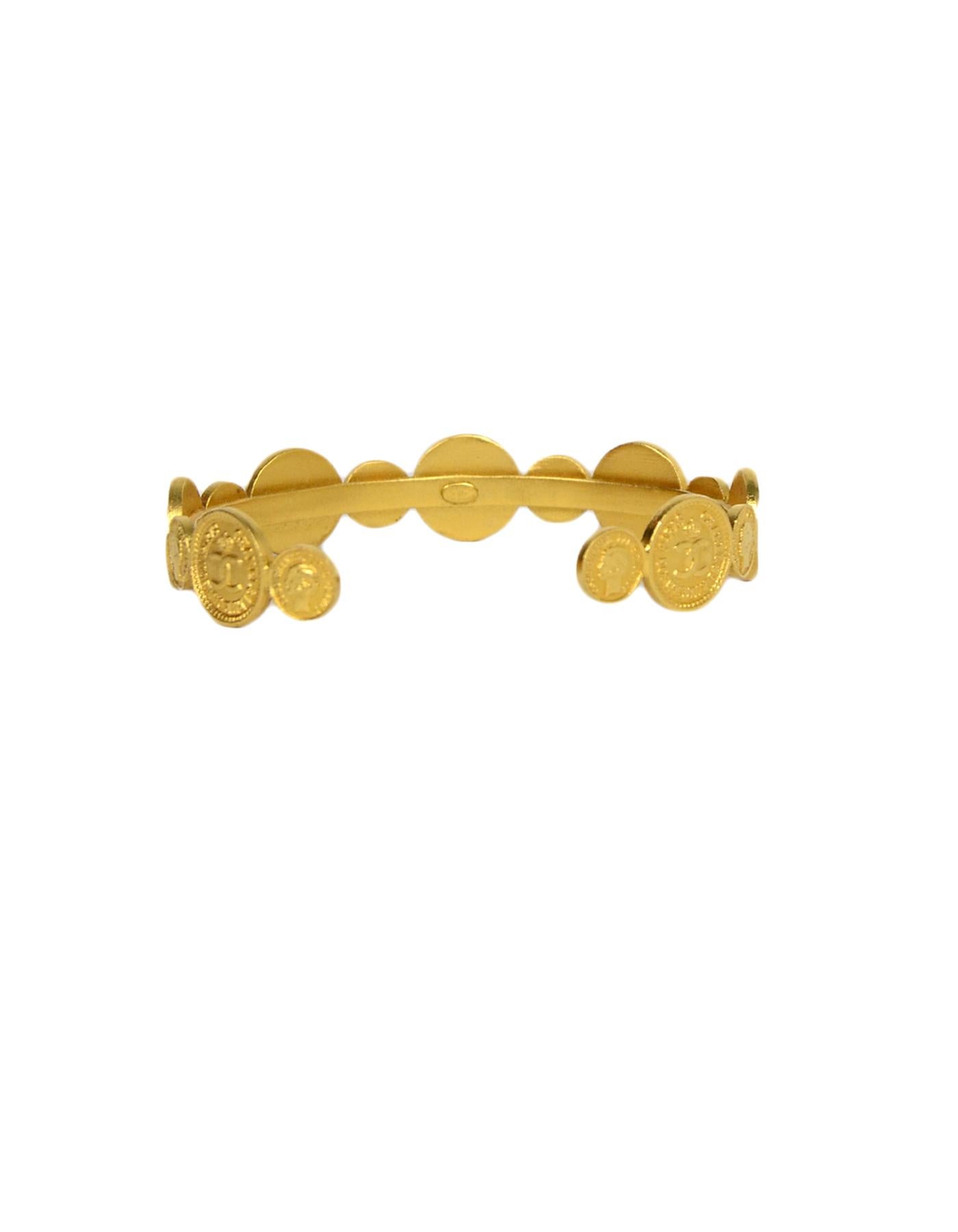 Chanel Vintage Goldtone CC Coin Cuff Bracelet.  Features .35