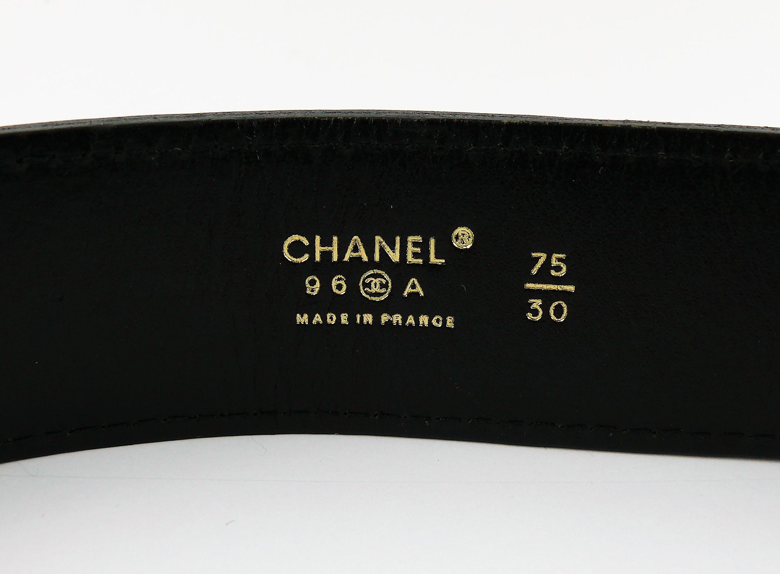 Chanel Vintage 1996 Iconic Black Leather Belt with Large CC logo 4