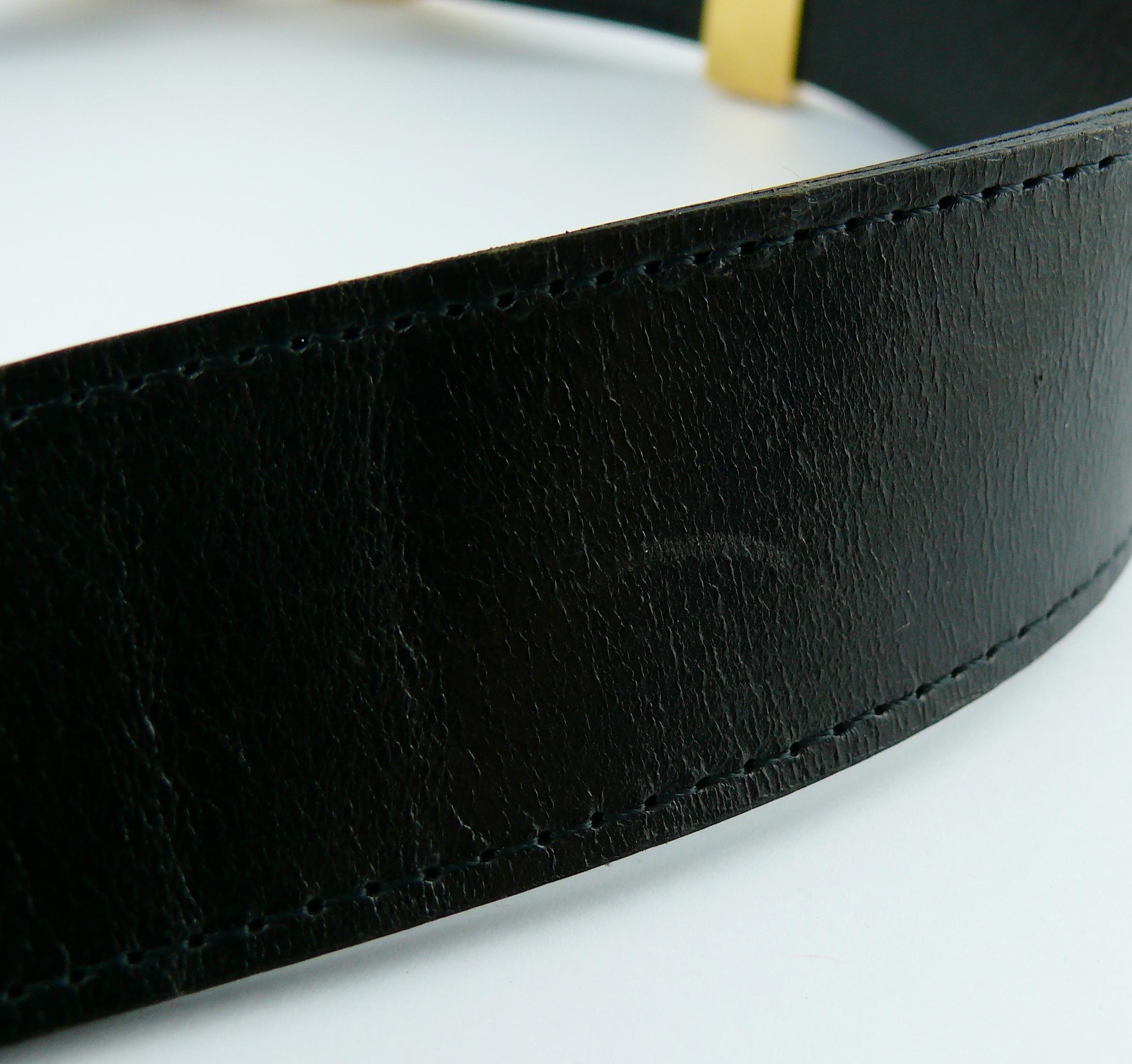 Chanel Vintage 1996 Iconic Black Leather Belt with Large CC logo 5