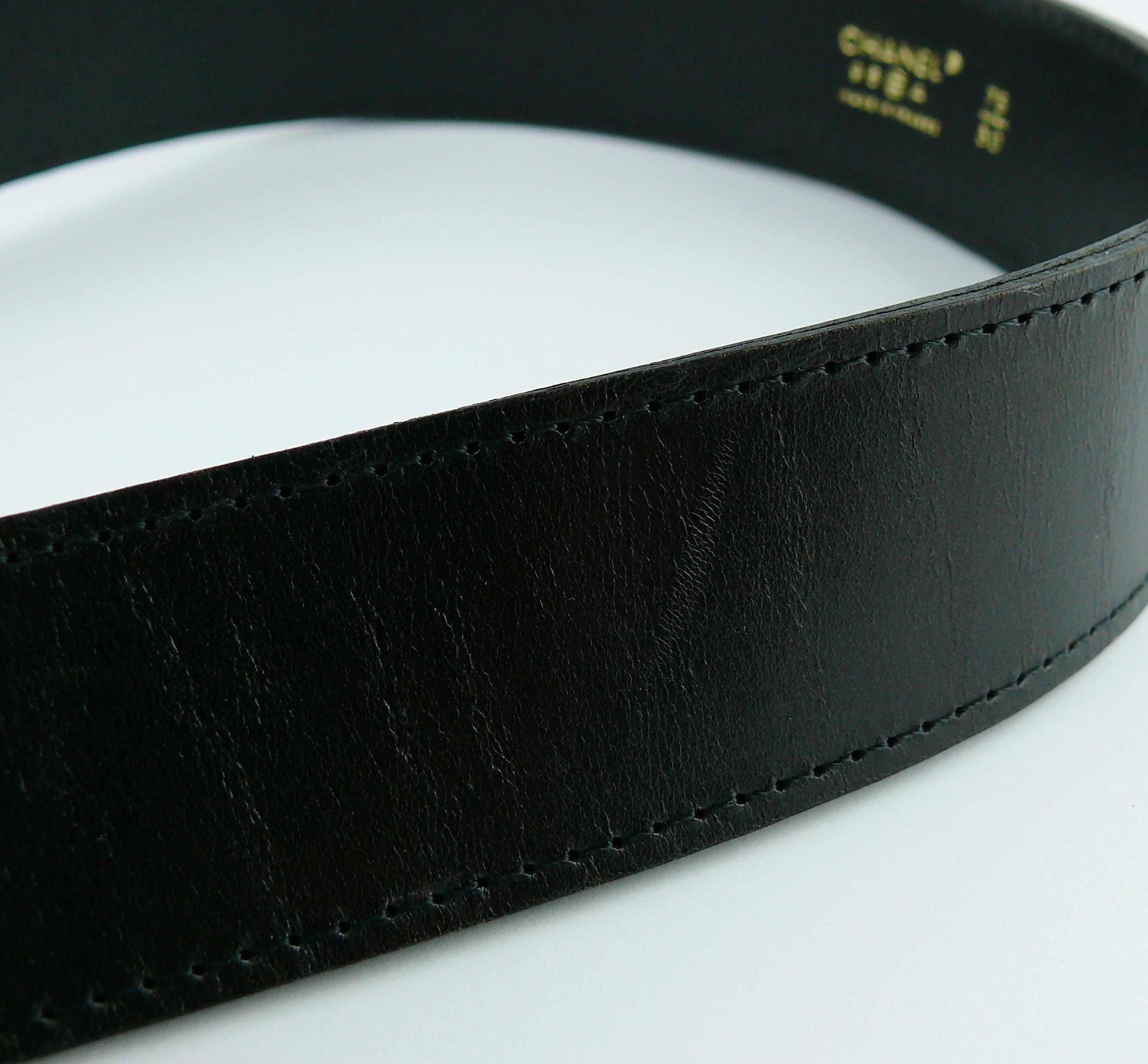 Chanel Vintage 1996 Iconic Black Leather Belt with Large CC logo 6