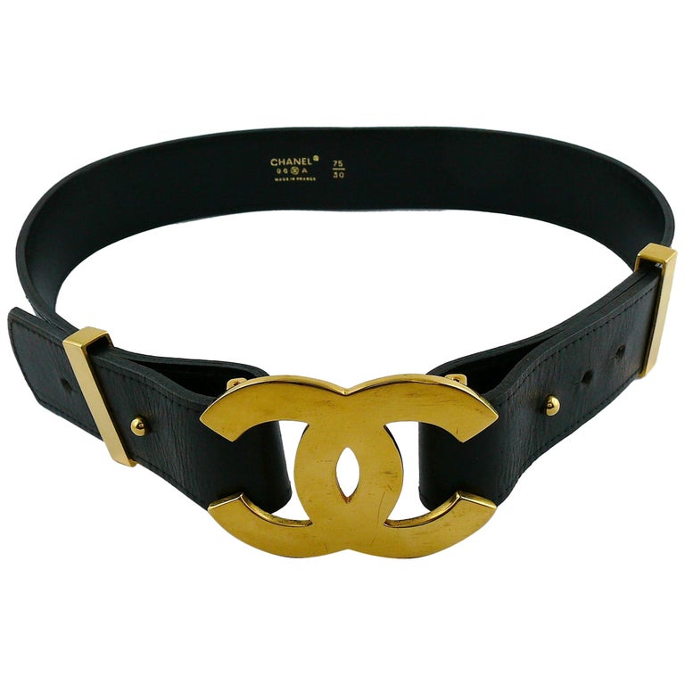 chanel black and gold belt