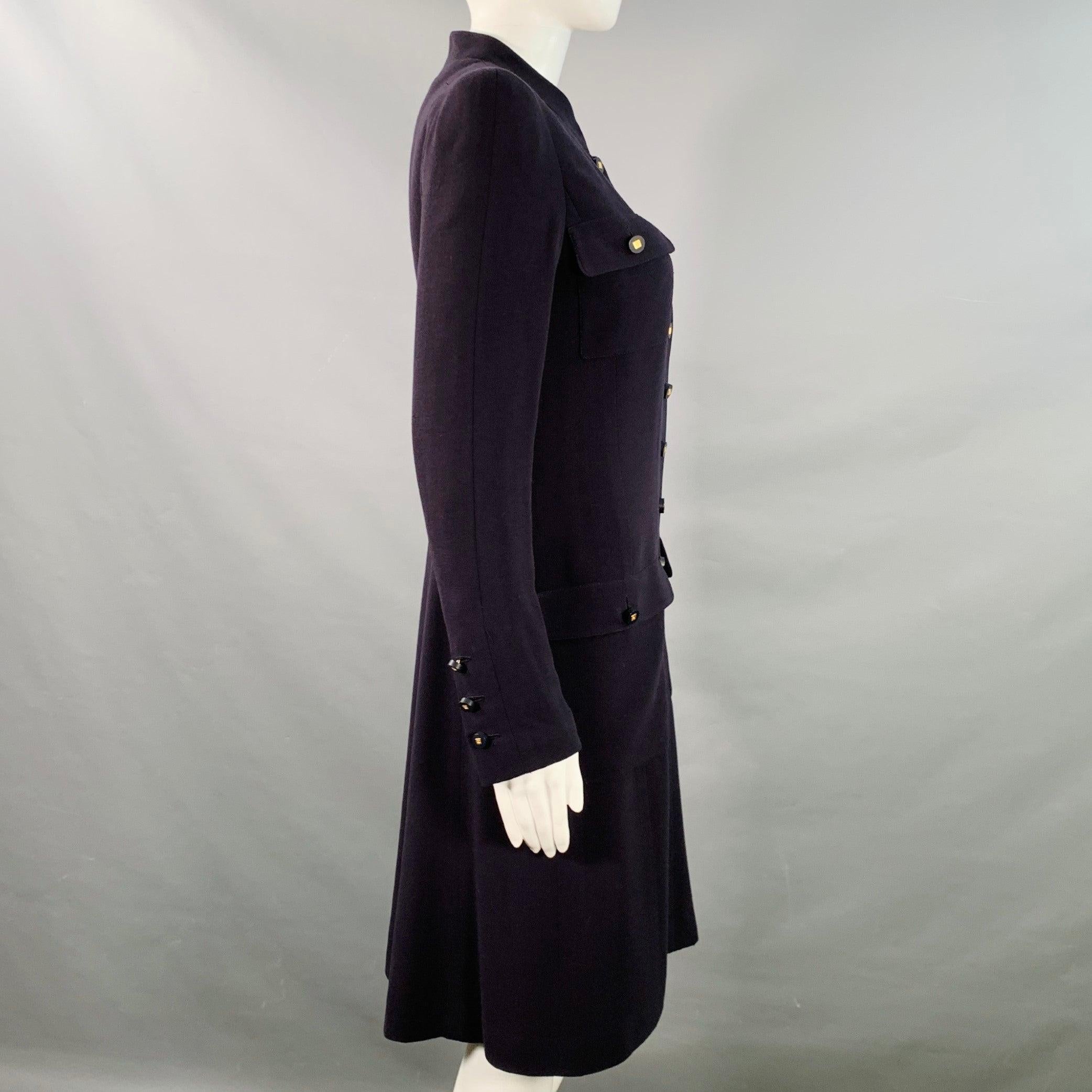 Nero Chanel Vintage 1996 Taglia 6 Navy Abito a maniche lunghe sotto il ginocchio in vendita