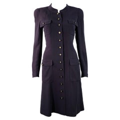 Chanel Vintage 1996 Taglia 6 Navy Abito a maniche lunghe sotto il ginocchio