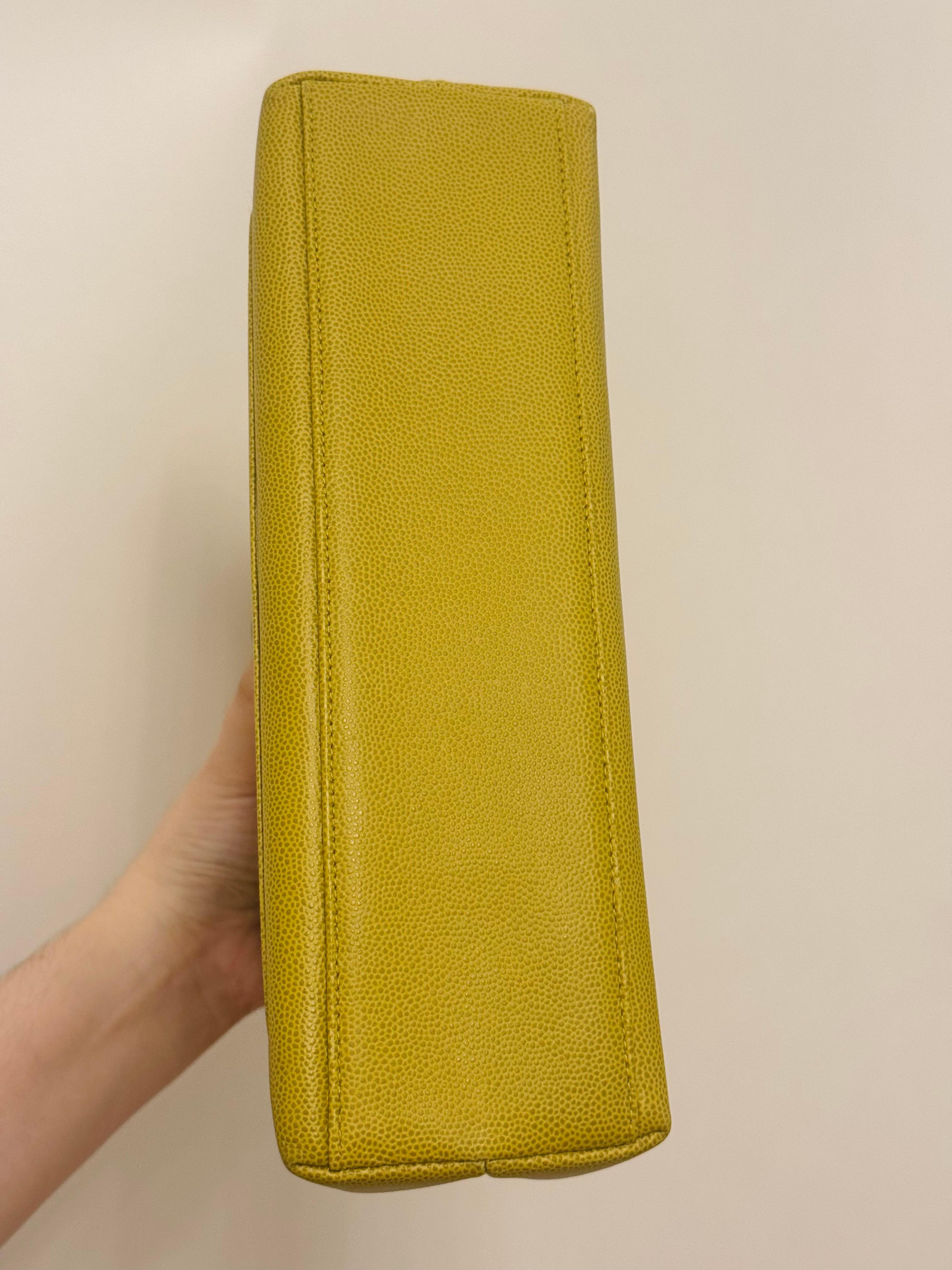 Chanel vintage 1997-1999 Green limon caviar top handle Kelly bag For Sale 7