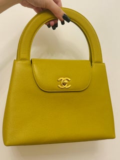Chanel vintage 1997-1999 Green limon caviar top handle Kelly bag