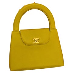 Chanel vintage 1997-1999 Green limon caviar top handle Kelly bag