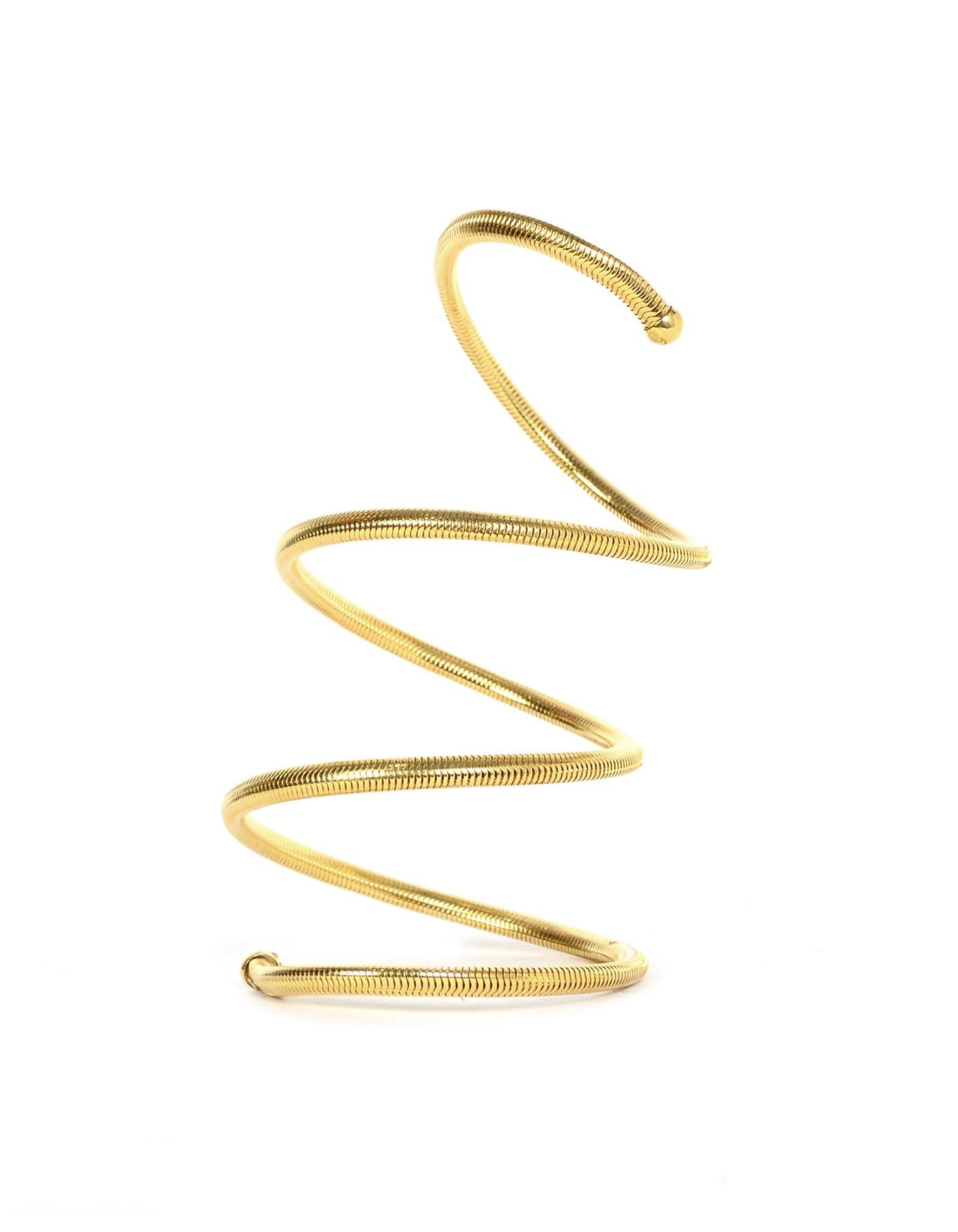 Chanel Vintage 1997 Goldtone Coil Wrap Around Arm Cuff  In Excellent Condition In New York, NY