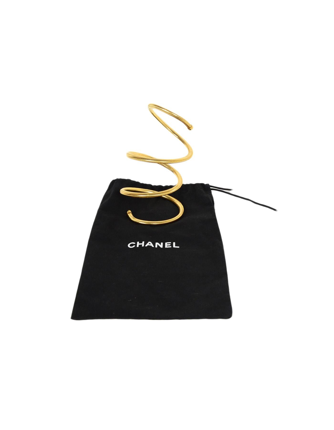 Chanel Vintage 1997 Goldtone Coil Wrap Around Arm Cuff  3