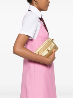 Chanel Vintage 1997 Metallic Gold CC Charm Mini Clutch with Wristlet