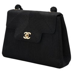 Chanel Vintage 1997 Woven Silk Kelly Flap Bag with Rope Crossbody