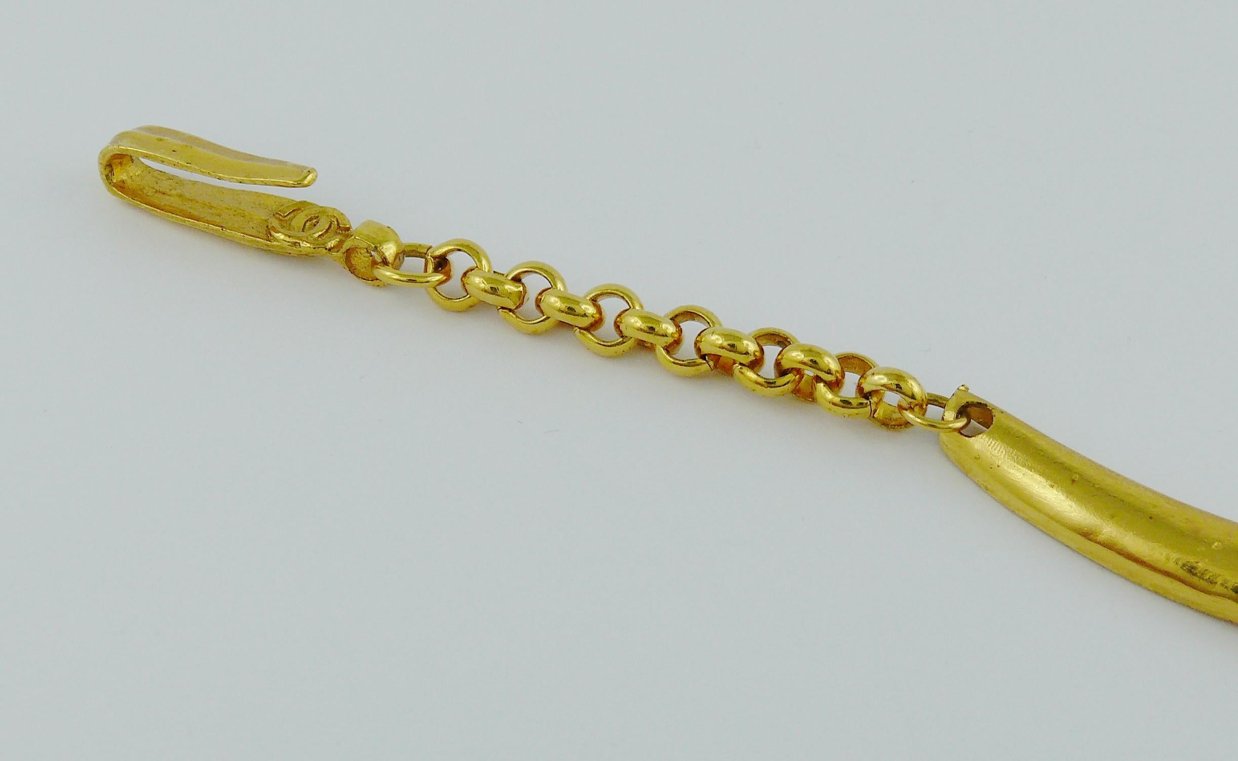 Women's Chanel Vintage 1998 Gold Toned CC Logo Torque Necklace
