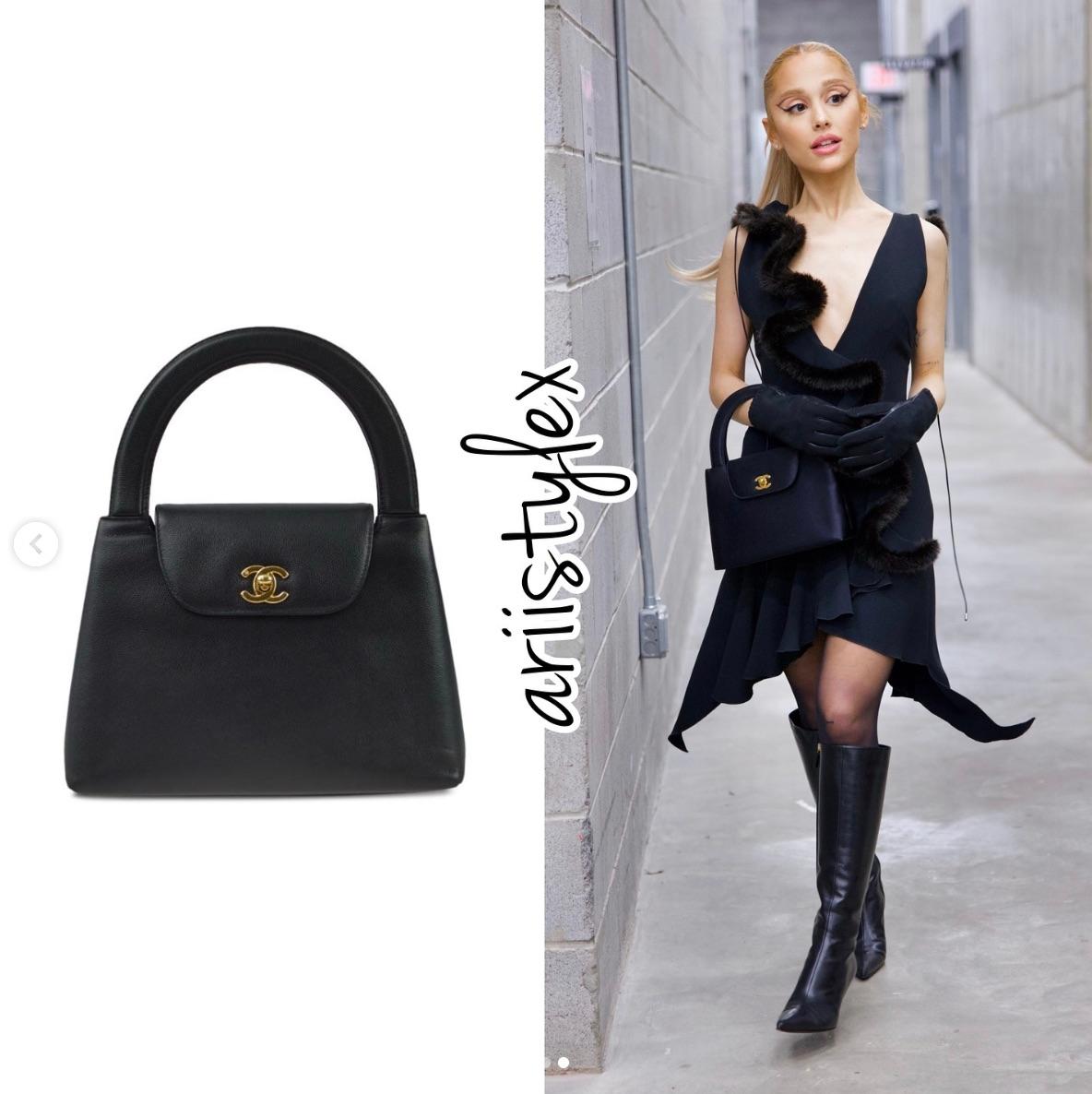 Chanel Vintage 1998 Kelly Bolso de asa superior de piel de caviar negra y oro de 24 quilates 12